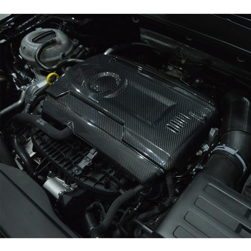 Cache Moteur Fibre Carbone VW Golf 7 GTI - vue de face - Becquet Voiture