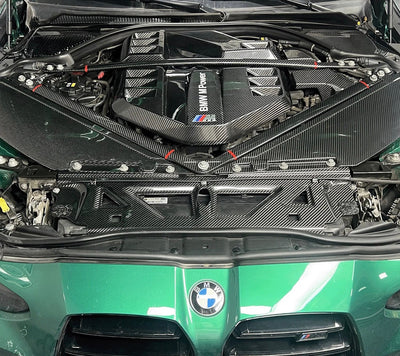 Cache Moteur OEM Fibre Carbone BMW G80 G82 - installé sur véhicule - Becquet Voiture