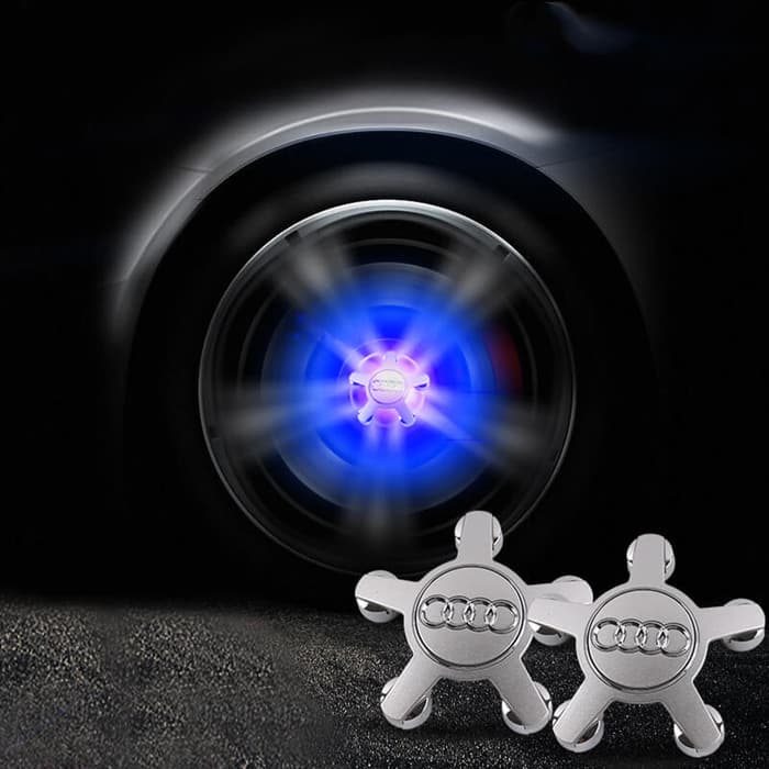 Cache Moyeu Audi LED 134mm Flottant ABS Étanche Kit - vue de face - Becquet Voiture