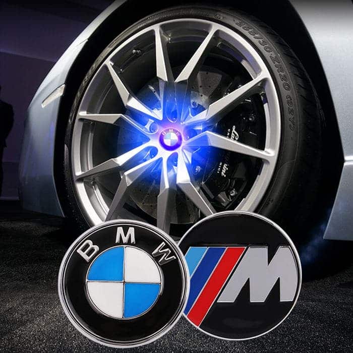 Cache Moyeu BMW Lumineux LED 56mm 68mm Multicolore - vue de face - Becquet Voiture