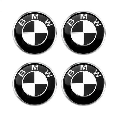 Cache Moyeu Jante BMW 56mm 68mm Noir - installé sur véhicule - Becquet Voiture