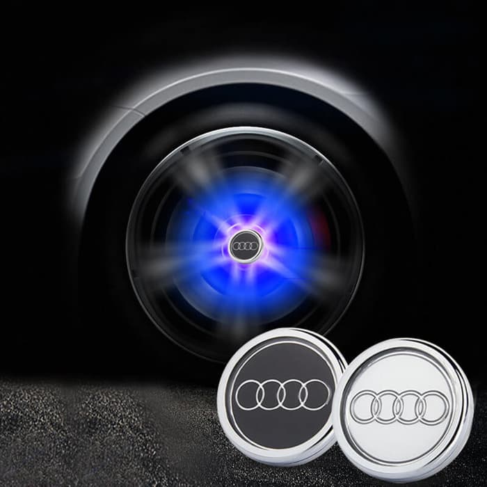 Cache Moyeu LED Audi Lumineux 60mm 69mm Kit 4 Pièces - vue de face - Becquet Voiture
