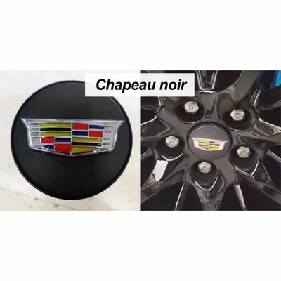 Cache Moyeu LED Cadillac 67mm ABS Pack 4 Lumineux - installé sur véhicule - Becquet Voiture