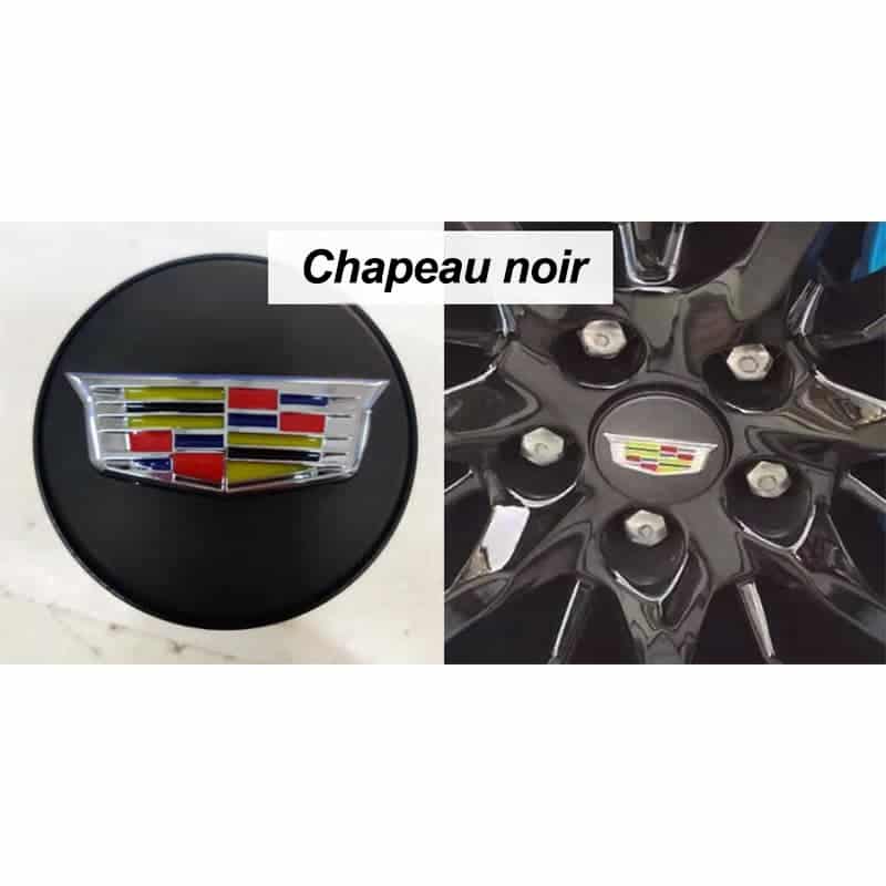 Cache Moyeu LED Cadillac 67mm ABS Pack 4 Lumineux - installé sur véhicule - Becquet Voiture