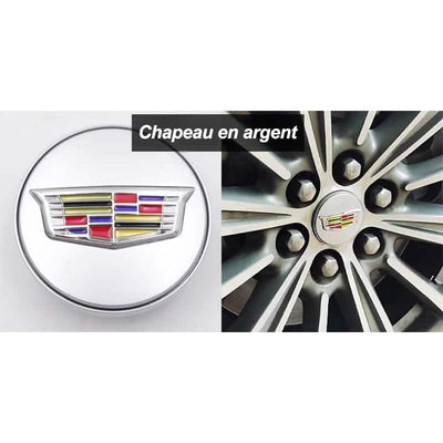 Cache Moyeu LED Cadillac 67mm ABS Pack 4 Lumineux - packshot studio - Becquet Voiture