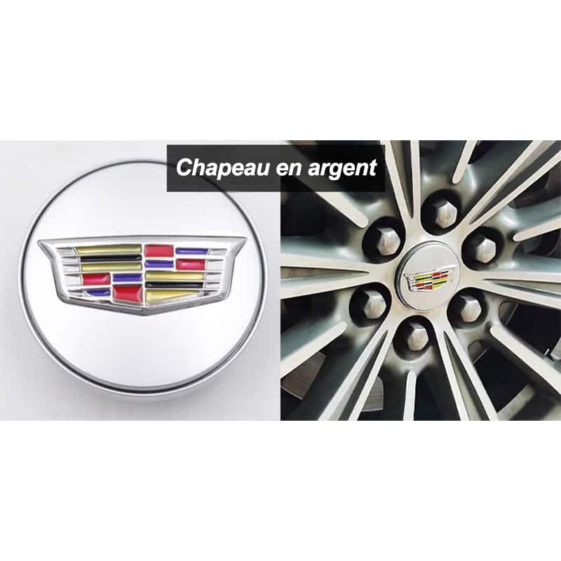 Cache Moyeu LED Cadillac 67mm ABS Pack 4 Lumineux - packshot studio - Becquet Voiture
