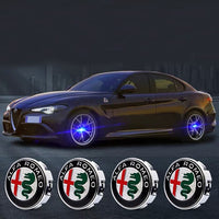 Cache Moyeu LED Flottant Alfa Romeo 60mm Kit 4 - vue de face - Becquet Voiture