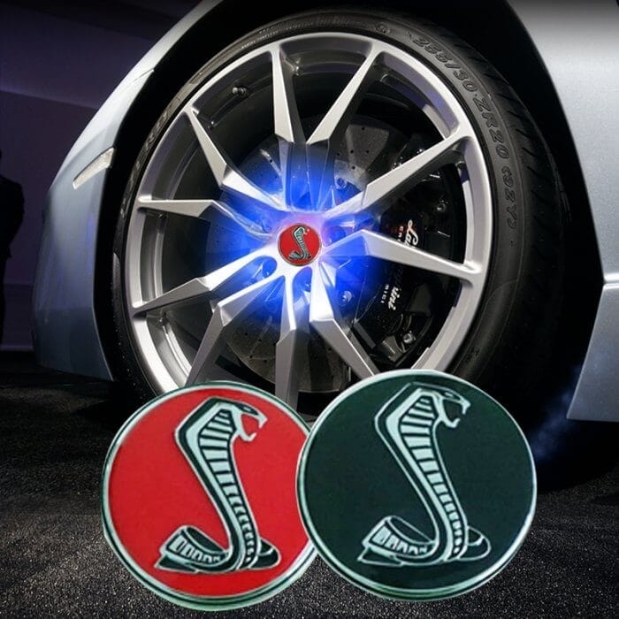 Cache Moyeu LED Flottant Ford Shelby Cobra 54mm Kit 4 - vue de face - Becquet Voiture