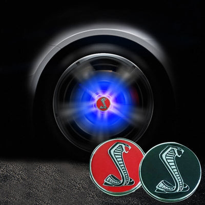Cache Moyeu LED Flottant Ford Shelby Cobra 54mm Kit 4 - vue de profil - Becquet Voiture