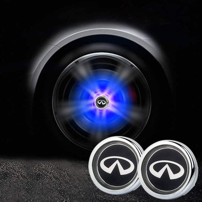 Cache Moyeu LED Flottant Infiniti 63mm Kit 4 OEM - vue de profil - Becquet Voiture