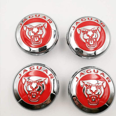 Cache Moyeu LED Flottant Jaguar 59mm ABS Kit 4 - installé sur véhicule - Becquet Voiture