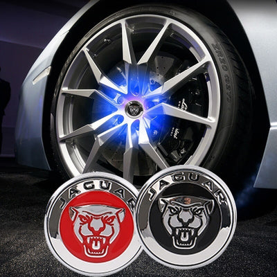 Cache Moyeu LED Flottant Jaguar 59mm ABS Kit 4 - vue de face - Becquet Voiture