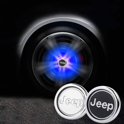 Cache Moyeu LED Flottant Jeep 63mm Kit 4 Lumineux - vue de profil - Becquet Voiture