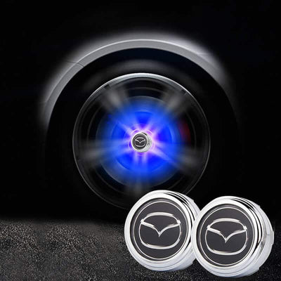 Cache Moyeu LED Flottant Mazda 56mm ABS Kit 4 - vue de profil - Becquet Voiture