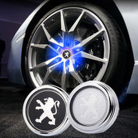 Cache Moyeu LED Flottant Peugeot 60mm Kit 4 - vue de face - Becquet Voiture