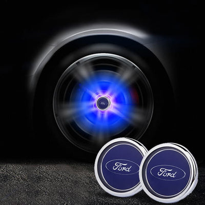 Cache Moyeu LED Ford 54mm Flottant ABS Étanche Kit 4 - vue de face - Becquet Voiture