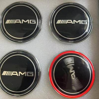 Cache Moyeu LED Mercedes AMG 75mm Flottant Kit 4 Pièces - vue de profil - Becquet Voiture