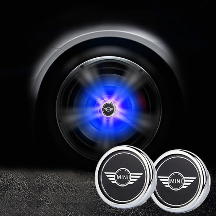 Cache Moyeu LED Mini Cooper 56mm Flottant Multicolore Kit 4 - vue de face - Becquet Voiture