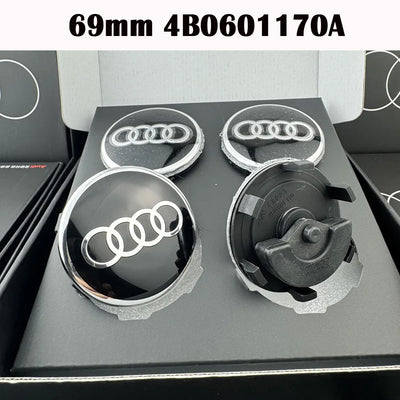 Cache-Moyeux Flottants Audi A3 A4 A6 (Kit 4 Pièces) - packshot studio - Becquet Voiture