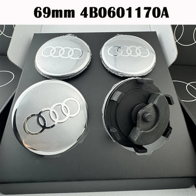 Cache-Moyeux Flottants Audi A3 A4 A6 (Kit 4 Pièces) - vue arrière - Becquet Voiture