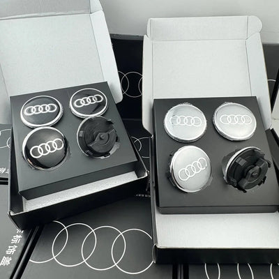 Cache-Moyeux Flottants Audi A3 A4 A6 (Kit 4 Pièces) - vue de face - Becquet Voiture