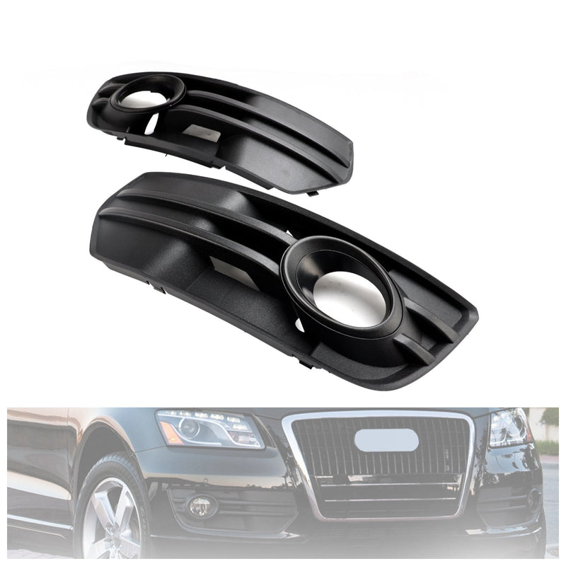 Black Bumper Fog Light Cover for Audi Q5 2009–2012 - front view - Becquet Voiture