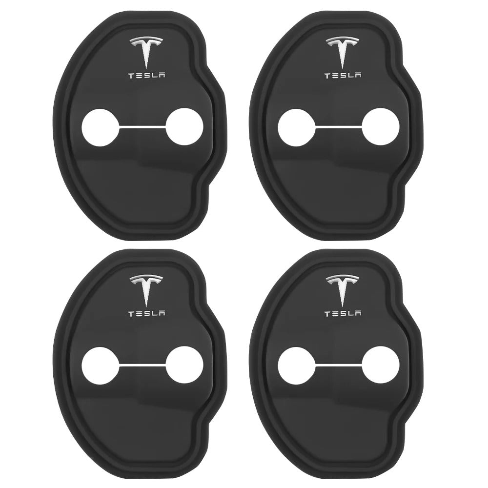 Cache Serrure Tesla Noir Logo 4 Pièces - vue de face - Becquet Voiture