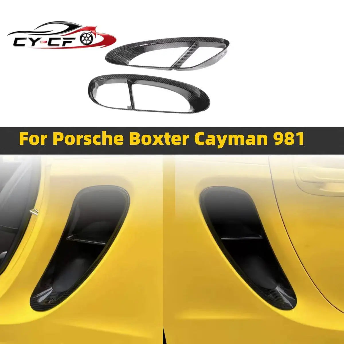 Caches d'Aération Pare-Chocs Porsche Boxster 981 Cayman - vue de face - Becquet Voiture