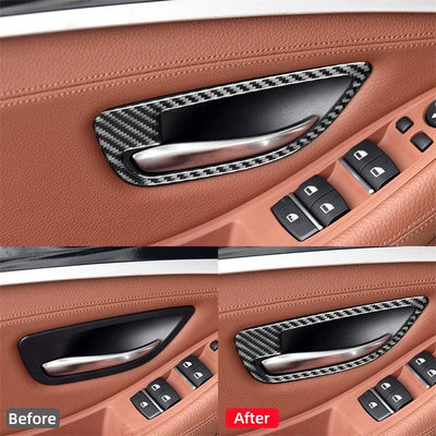 Cadre de Poignée de Porte Carbone BMW Série 5 F10 2011-2017 - vue de trois-quarts - Becquet Voiture