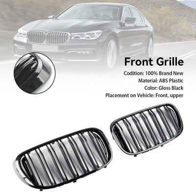 Calandre 2 Lattes BMW Série 7 G11 G12 Noir Pre-LCI 2016-2018 - vue de profil - Becquet Voiture