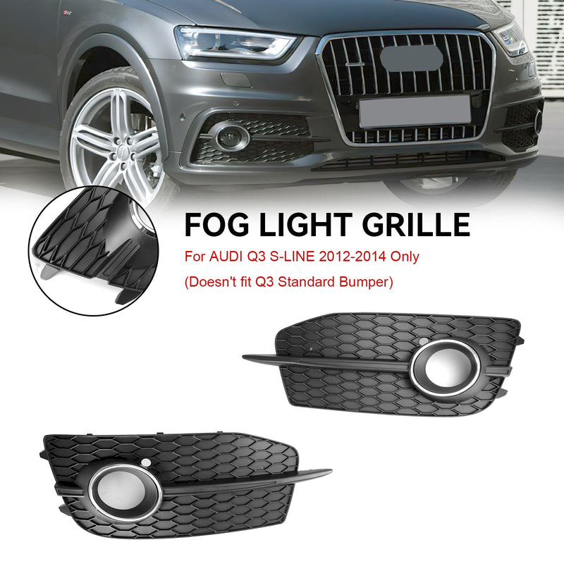 Audi Q3 S-Line Black Chrome Fog Light Grille - fitted on vehicle - Becquet Voiture