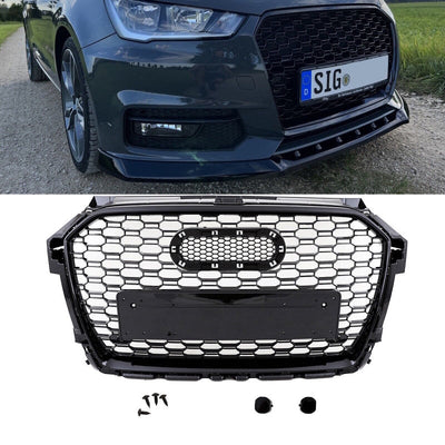 Calandre Audi A1 S1 Facelift Look RS1 Noir Brillant (15-18) - vue de face - Becquet Voiture