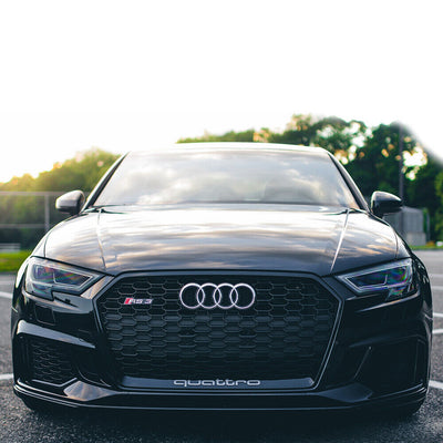 Calandre Audi A3 8V Look RS3 Noir 2016 à 2019 - vue rapprochée - Becquet Voiture