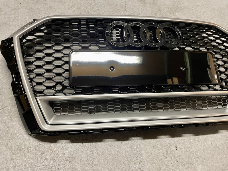 Audi A3 8V RS3 Look Silver Grille (16-19) - rear view - Becquet Voiture