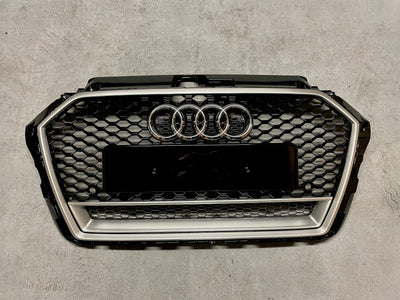 Calandre Audi A3 8V Look RS3 Silver (16-19) - vue de face - Becquet Voiture