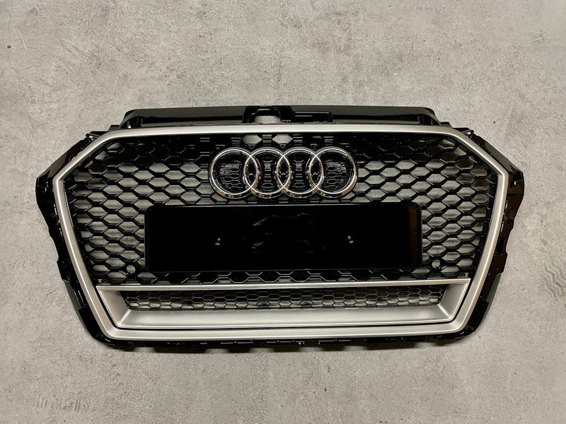 Audi A3 8V RS3 Look Silver Grille (16-19) - front view - Becquet Voiture