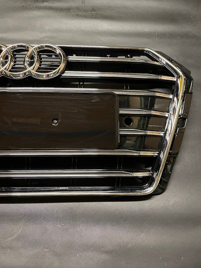 Calandre Audi A4 B9 Chrome / Noir Look S4 (15-19) - vue de profil - Becquet Voiture