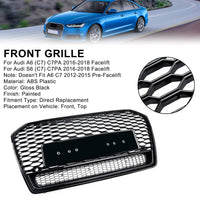 Calandre Avant Alvéolée Style RS6 Noir Audi A6 S6 C7 2016-2018 - en situation - Becquet Voiture