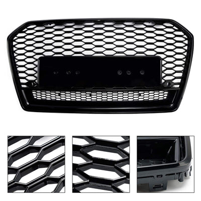 Calandre Avant Alvéolée Style RS6 Noir Audi A6 S6 C7 2016-2018 - vue arrière 2 - Becquet Voiture