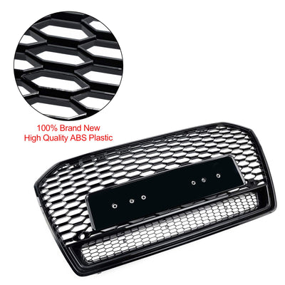 Calandre Avant Alvéolée Style RS6 Noir Audi A6 S6 C7 2016-2018 - vue de face 2 - Becquet Voiture