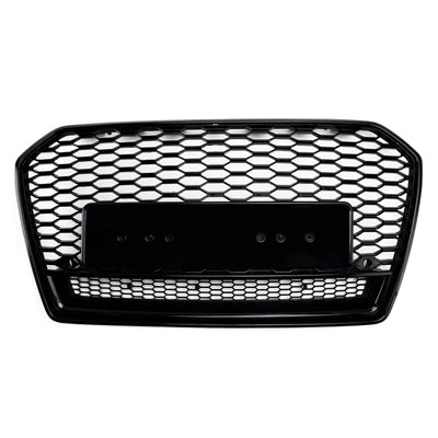Calandre Avant Alvéolée Style RS6 Noir Audi A6 S6 C7 2016-2018 - vue de face - Becquet Voiture