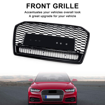 Calandre Avant Alvéolée Style RS6 Noir Audi A6 S6 C7 2016-2018 - vue de profil 2 - Becquet Voiture