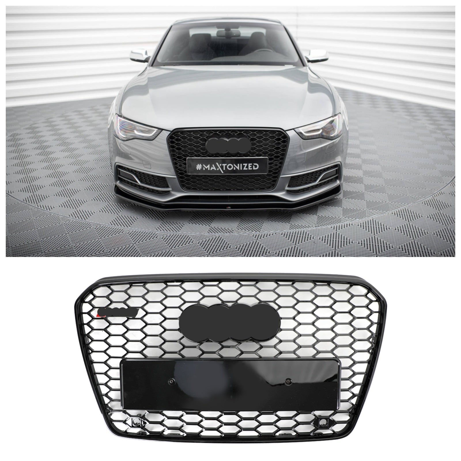 Calandre Avant Audi A5 S5 B8.5 2013-2016 Style Nid D'Abeille - vue de face - Becquet Voiture
