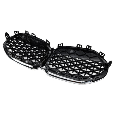 Calandre Avant BMW Série 1 F40 2019-2023 Style Diamant Argenté - vue rapprochée - Becquet Voiture