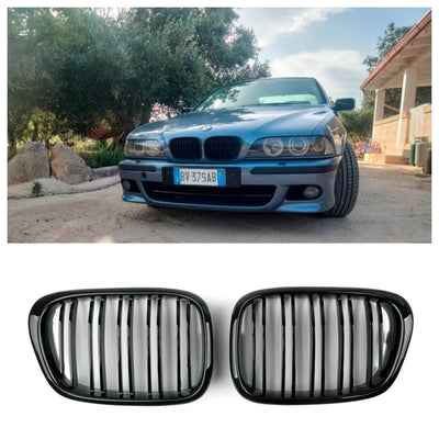 Calandre Avant BMW Série 5 E39 Noir Brillant Double Nervure - détail du montage - Becquet Voiture
