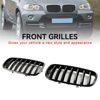 Frontgrill BMW X5 E70 X6 E71 Schwarz glänzend 2007-2014 - Rückansicht - Becquet Voiture