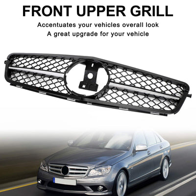 Calandre Avant Chrome Mercedes Classe C W204 2008-2014 - vue de trois-quarts - Becquet Voiture