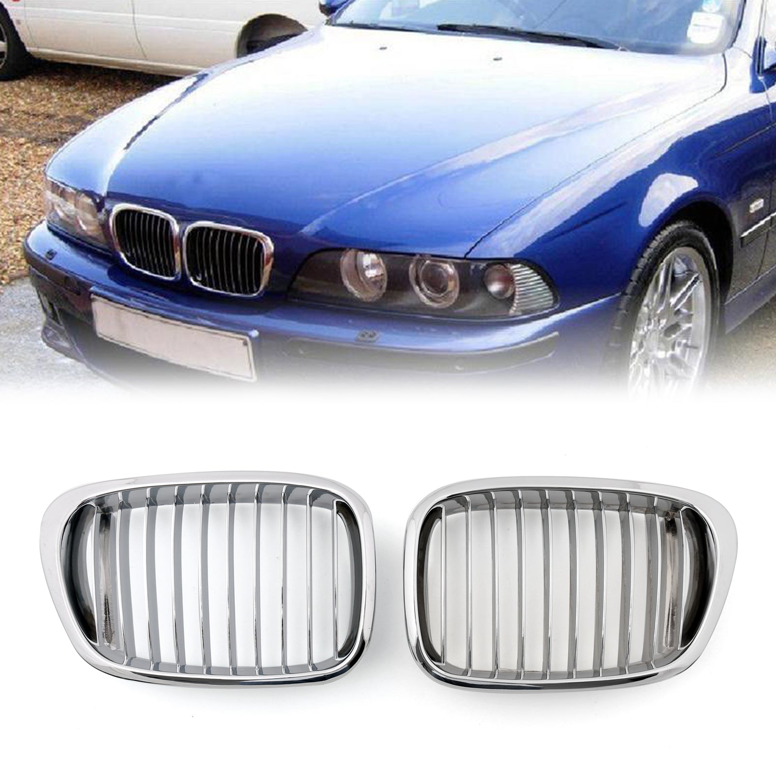 Calandre Avant Chromée BMW E39 Série 5 1995-2003 - vue de face - Becquet Voiture