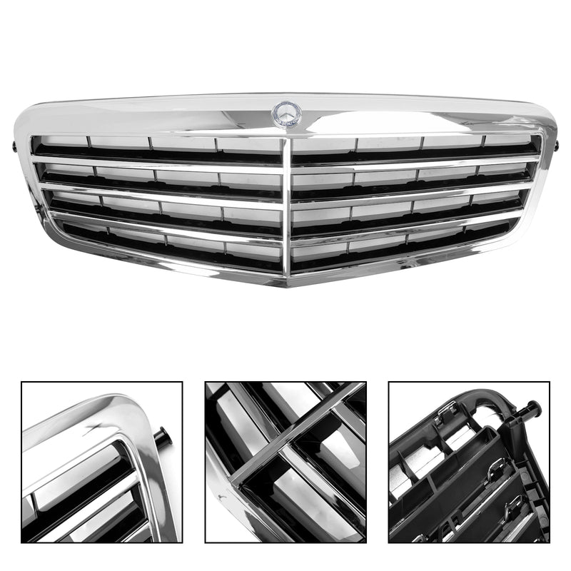 Verchromter Kühlergrill Mercedes E-Klasse W212 2010–2013 - Montagedetail - Becquet Voiture
