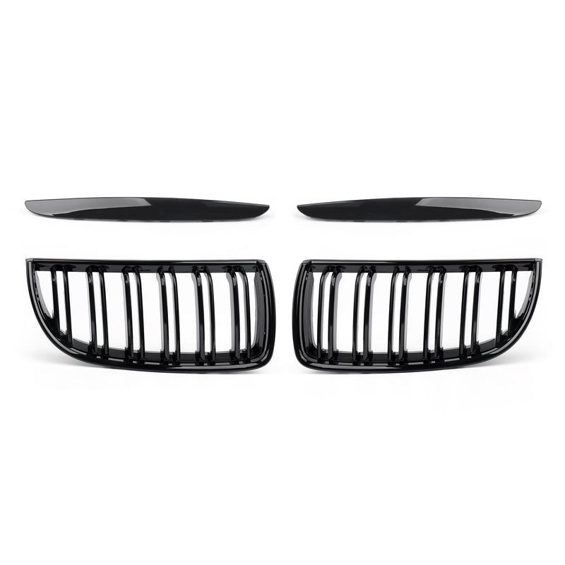Calandre Avant Double Lame Noir Brillant BMW E90 Berline Wagon 2004-2007 - détail du montage - Becquet Voiture